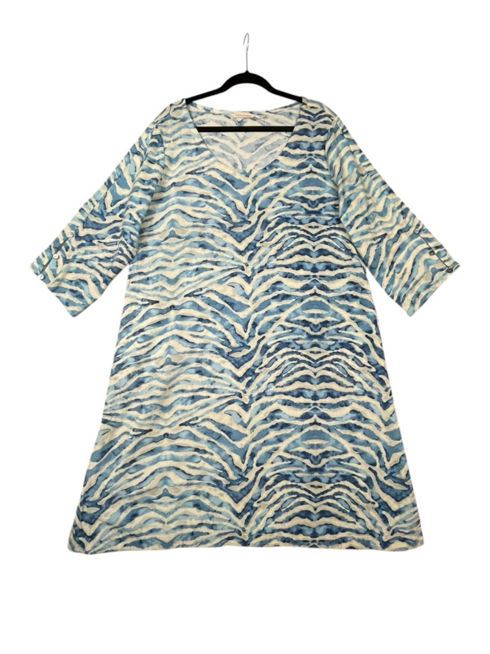 Soft Surroundings Zebra Print Vacation Preppy Coastal Resort Shift Dress - Sz XL